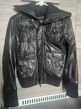 Line Black Moto Leather Jacket